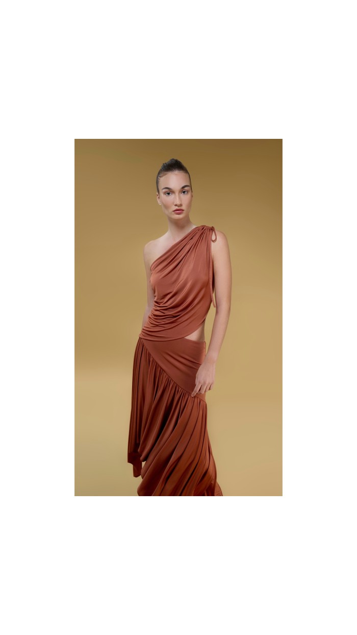 Hera Cut Out Asymetrical Jersey Maxi Dress