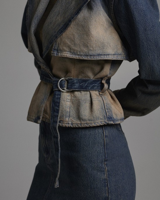 Denim jacket with belt