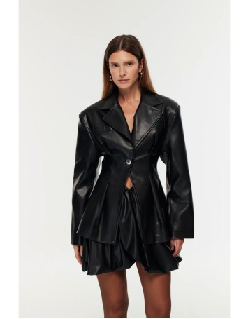 Vita Siyah Deri Etek