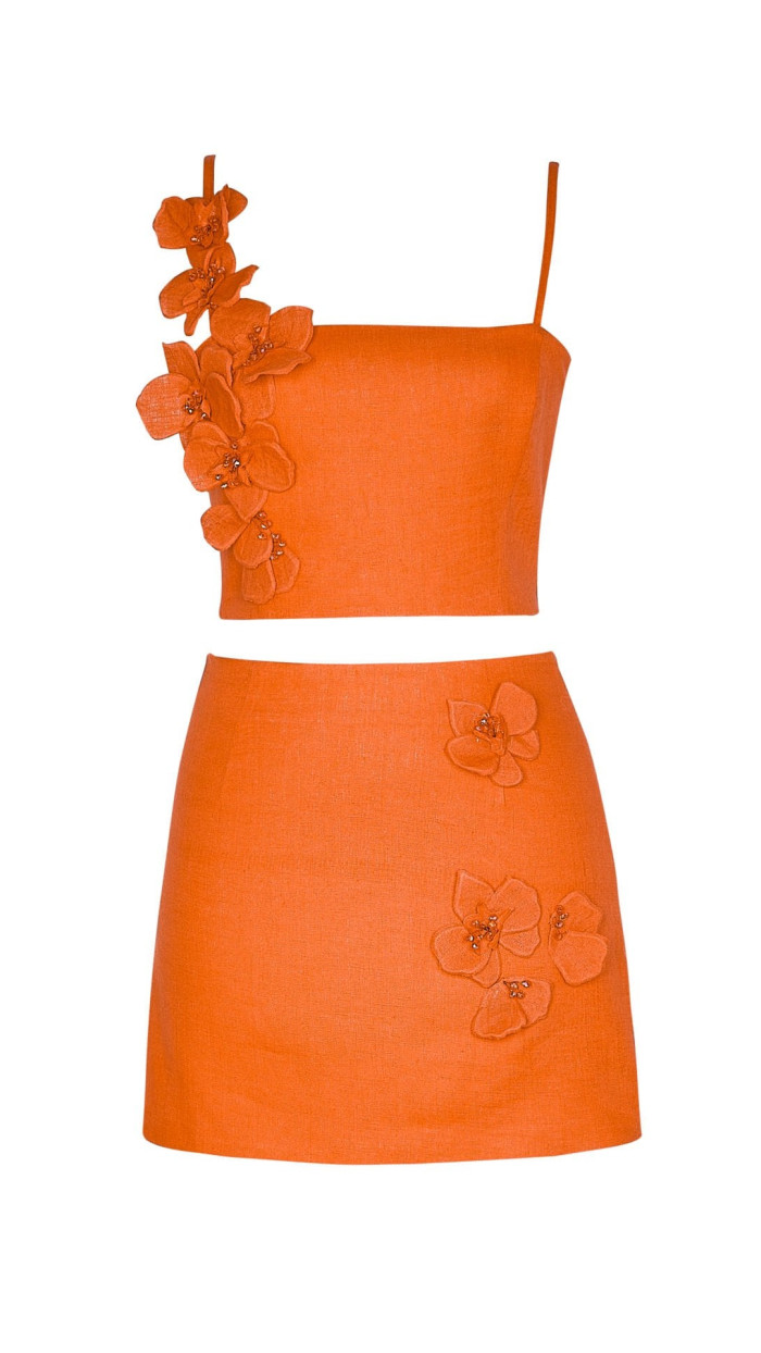 Oralia Fleur Set in Tangerine