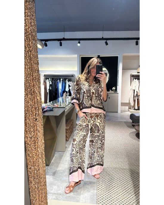 ZEBRA DESEN BELİ LASTİKLİ İPEK TAKIM
