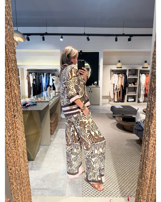 ZEBRA DESEN BELİ LASTİKLİ İPEK TAKIM