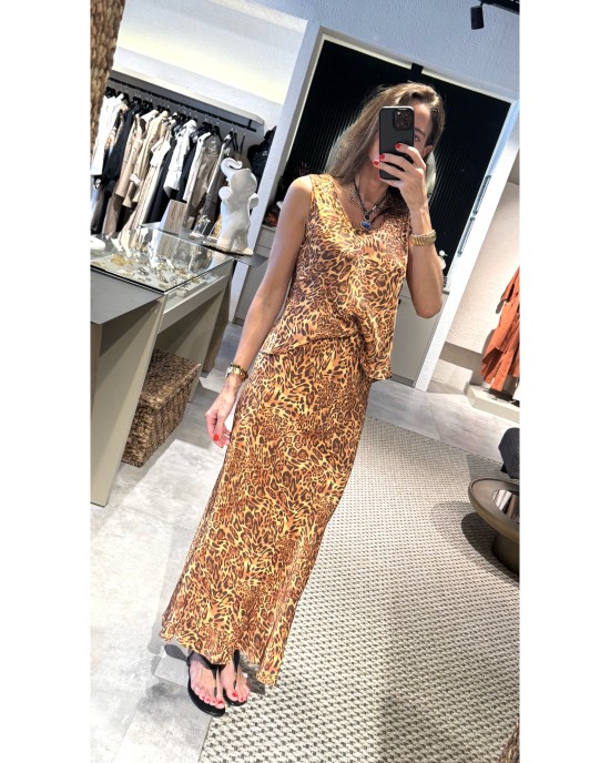 Leopar Desen Bluz ve Saten Leopar Desen Bluz ve Saten