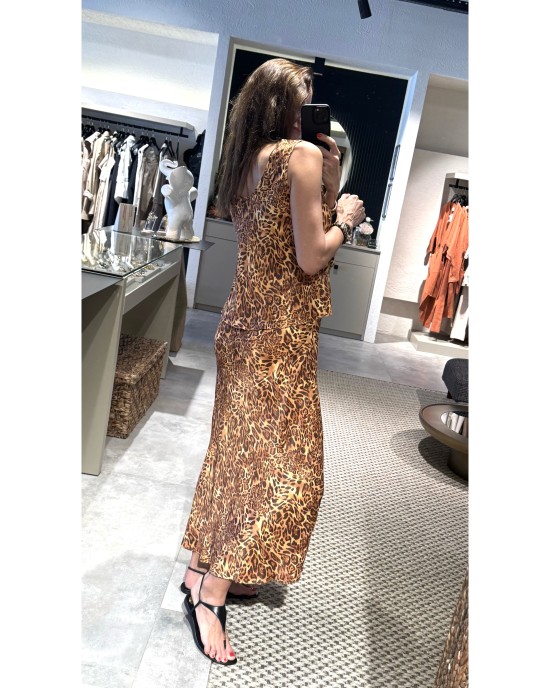 Leopar Desen Bluz ve Saten Leopar Desen Bluz ve Saten