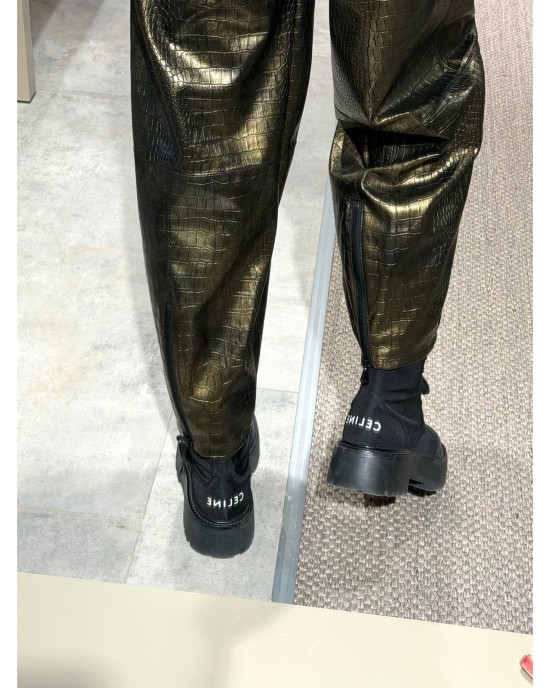 Lovesol Zıppers Yılan Derisi Baskılı Pantolon