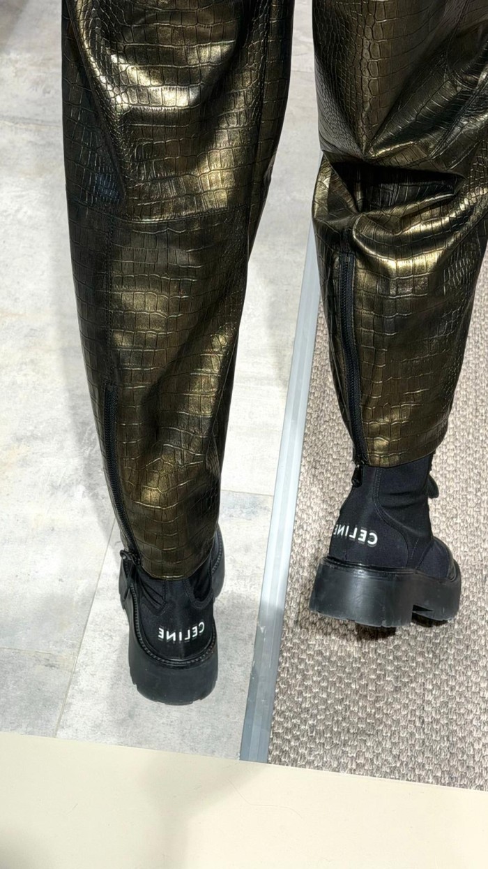 Lovesol 5 Zıppers Gold Yılan Derisi Baskılı Pantolon