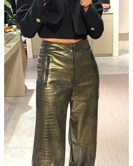 Lovesol Zıppers Yılan Derisi Baskılı Pantolon