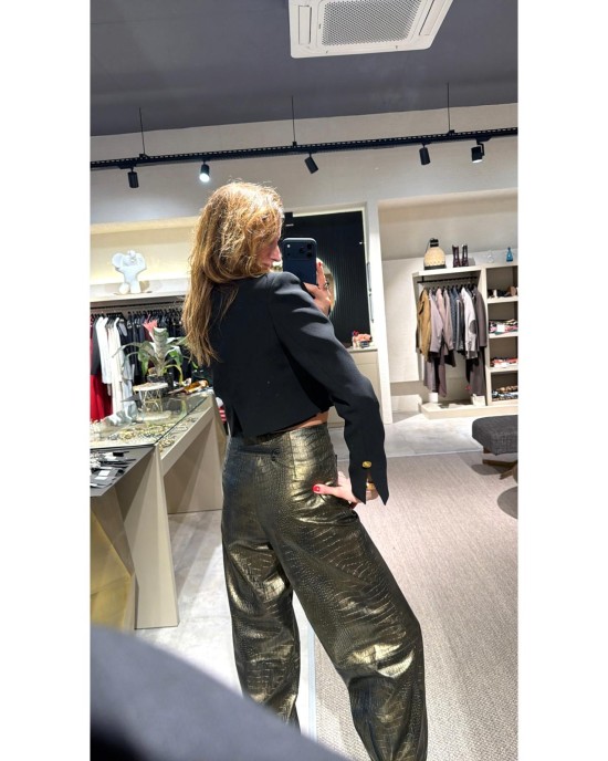 Lovesol Zıppers Yılan Derisi Baskılı Pantolon