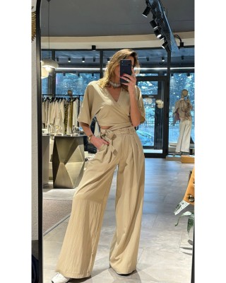 Lovesol Bej Pileli Pant 