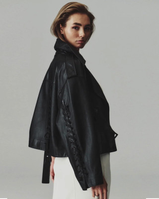 Magia Lace Up Leather Jacket
