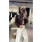Bordo Crop Deri Ceket 
