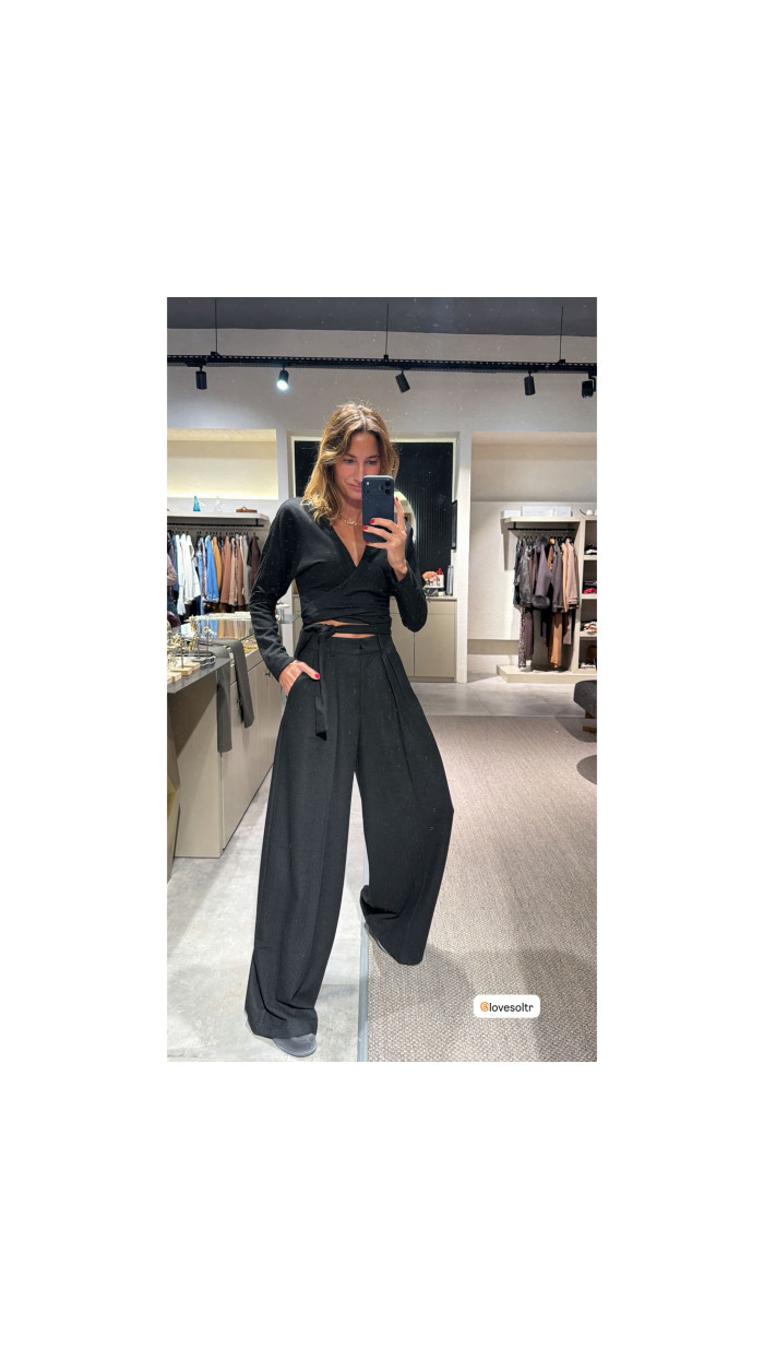 Lovesol Bol Paça Antrasit Kaşe Pantolon