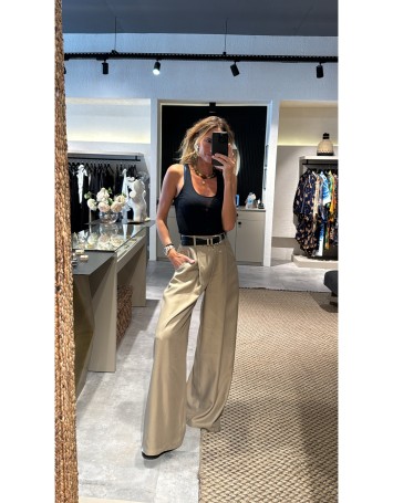 Iron Bej Wide Leg Pantolon