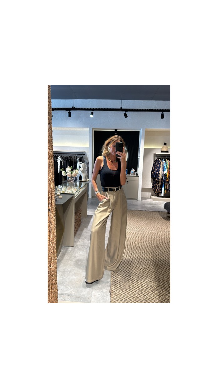 Iron Bej Wide Leg Pantolon