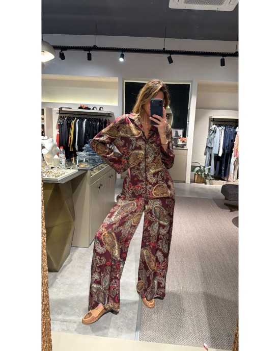 Bordo Desenli Takım