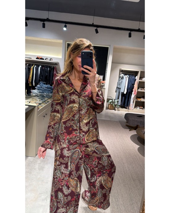 Bordo Desenli Takım