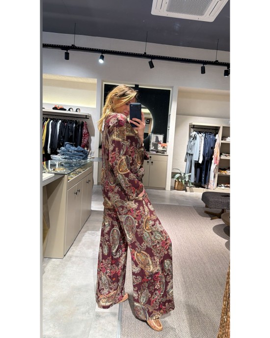 Bordo Desenli Takım