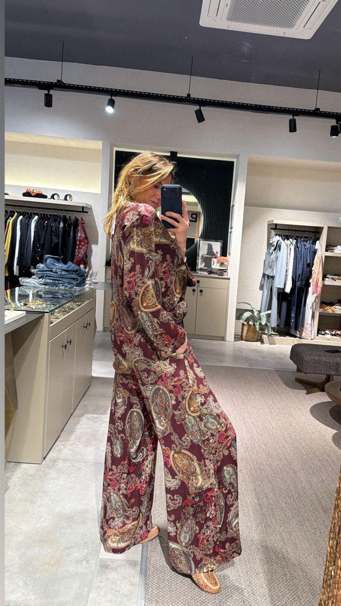 Bordo Desenli Takım