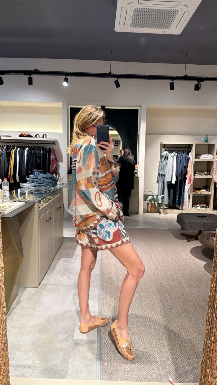 Mavi Desenli Şortlu Takım