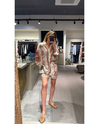 Pembe Desenli Şortlu Takım