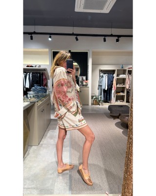 Pembe Desenli Şortlu Takım