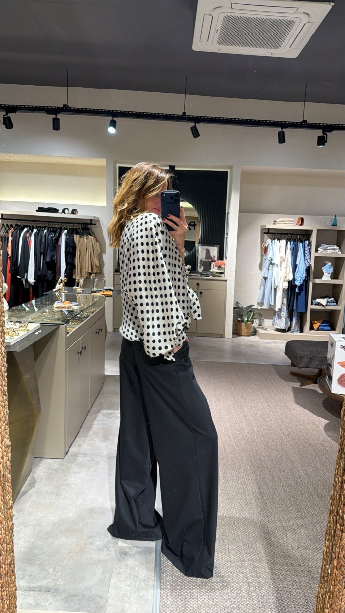 Lovesol Beyaz Puantiyeli Bluz