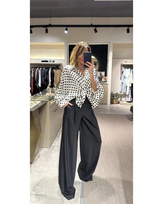 Lovesol Beyaz Puantiyeli Bluz