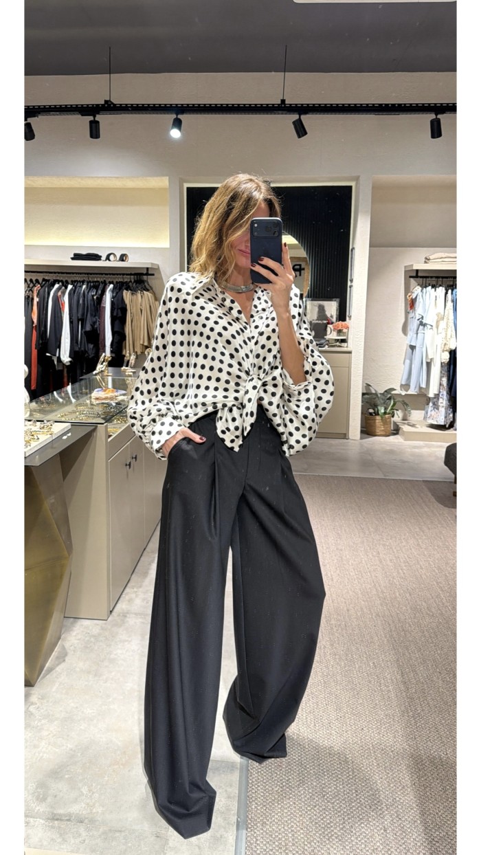 Lovesol Beyaz Puantiyeli Bluz