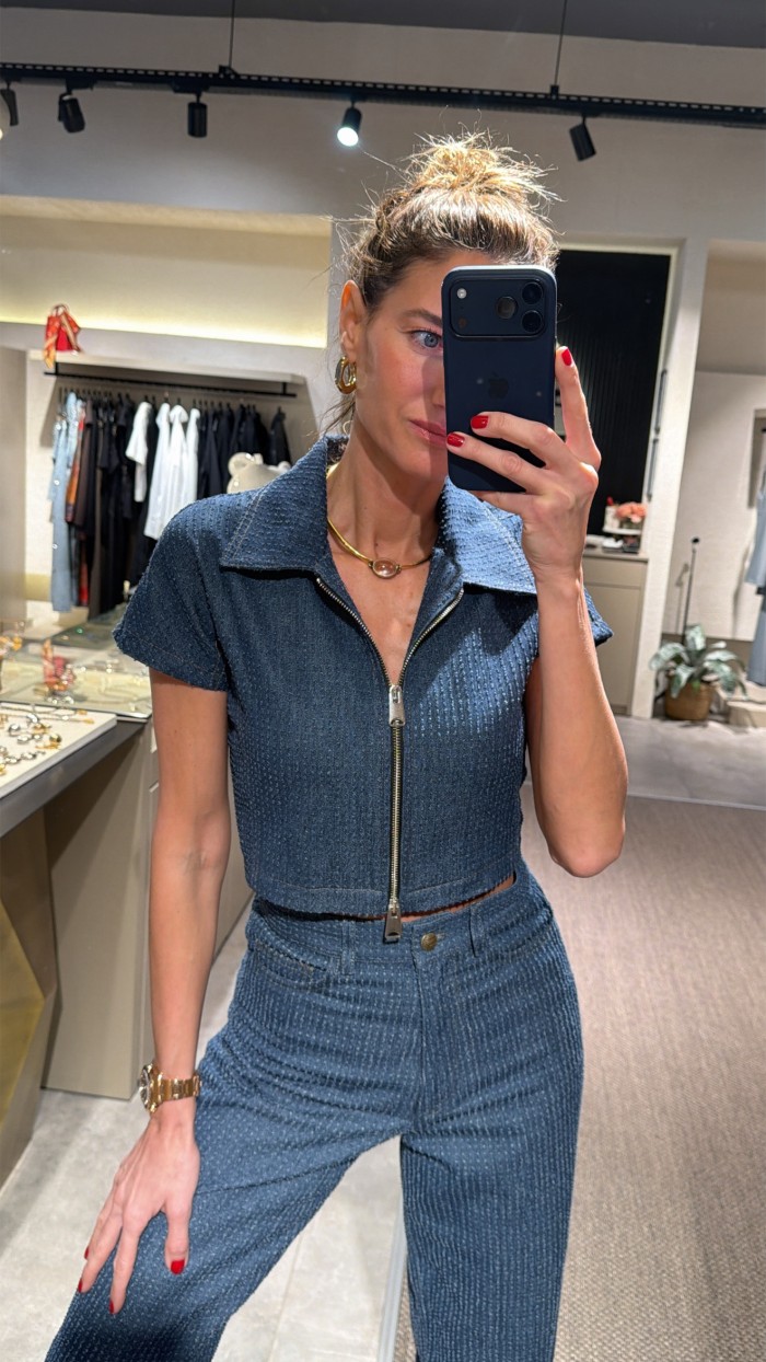 Lovesol Jean Zipper Bluz