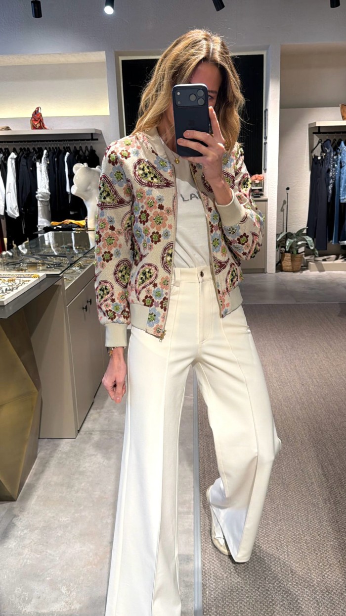 Boncuk İşlemeli Bomber Ceket 