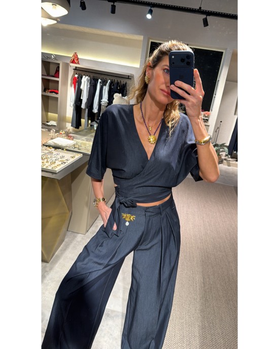 Lovesol Navy Pileli Pantolon