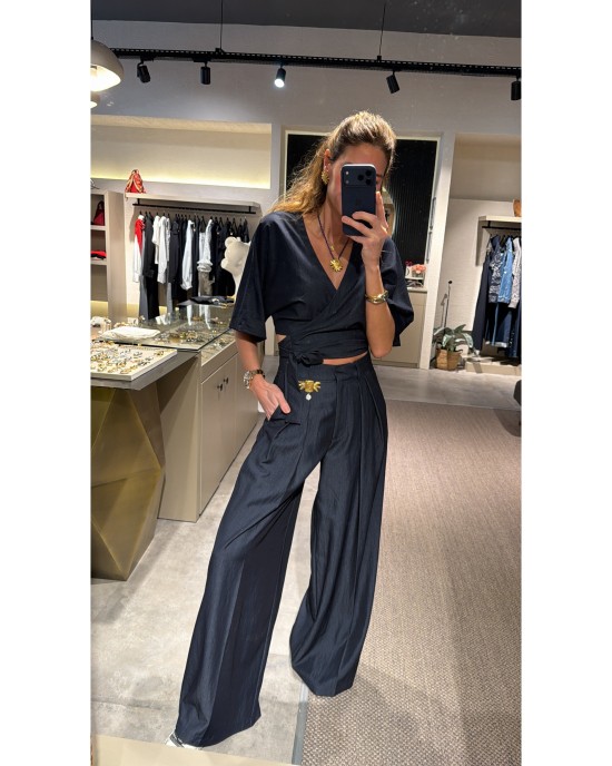 Lovesol Navy Pileli Pantolon