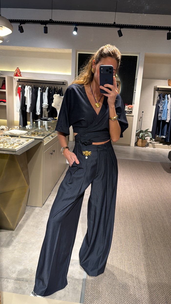 Lovesol Navy Pileli Pantolon