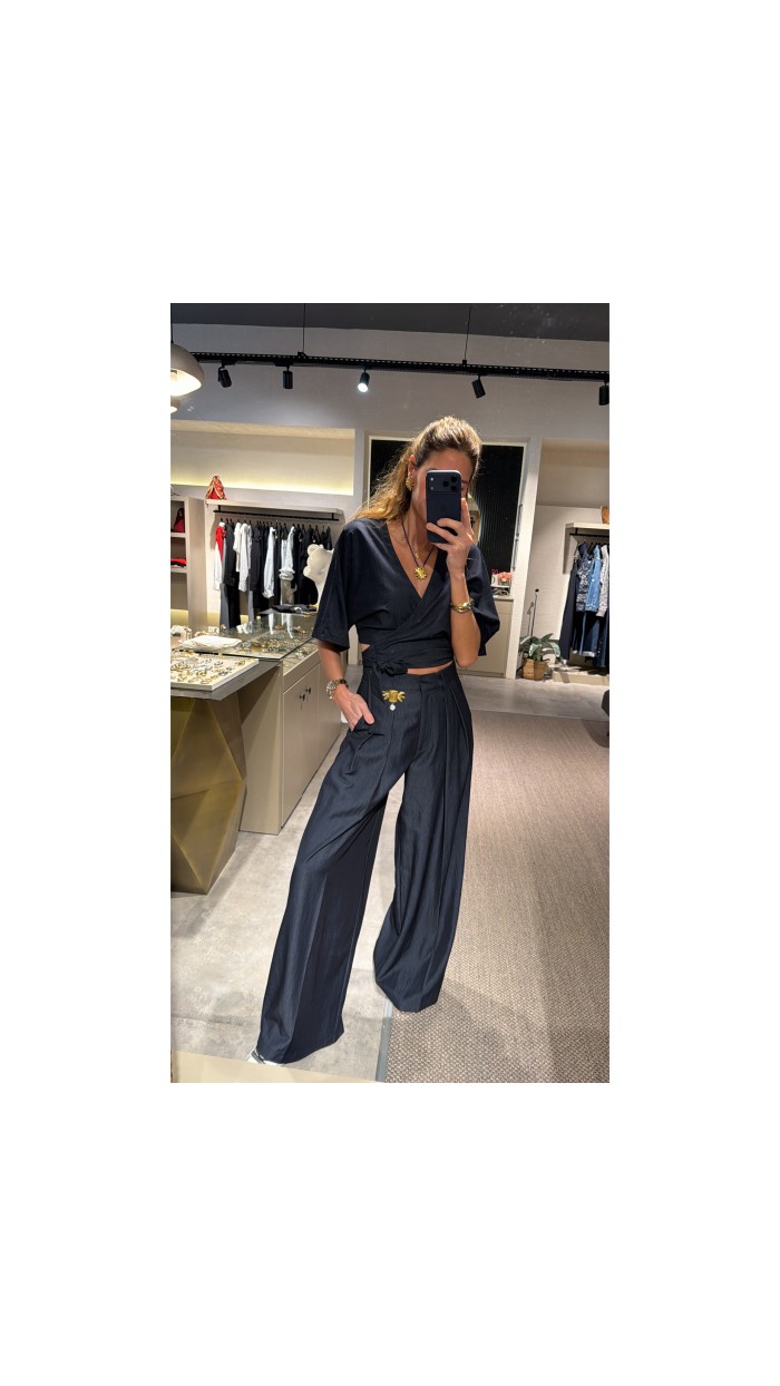 Lovesol Navy Pileli Pantolon