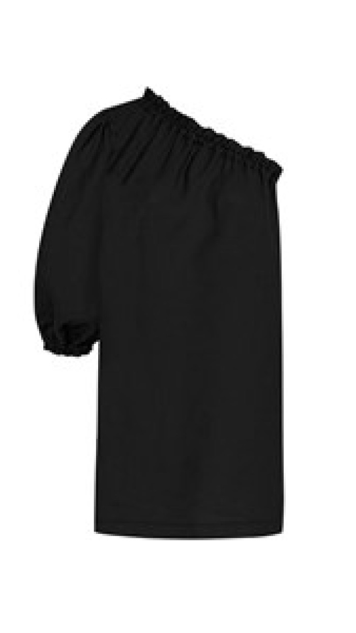 Florence Black Linen One Sleeve Mini Dress