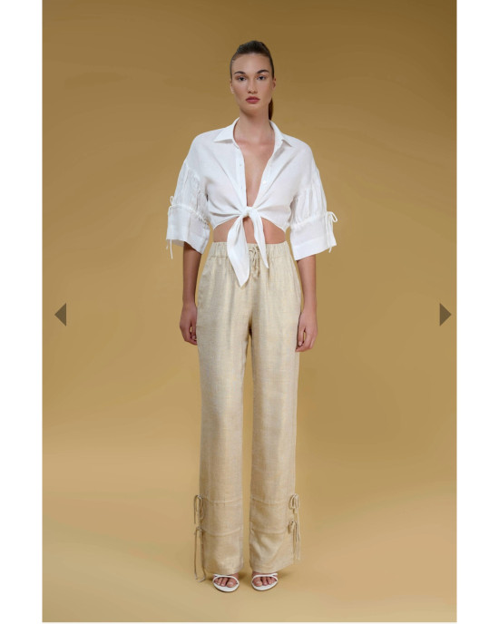 Leona Front Tie Detail Linen Shirt
