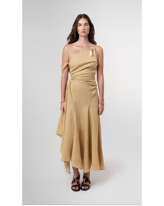 Mare Off Shoulder Gathered Waist Maxi Dress