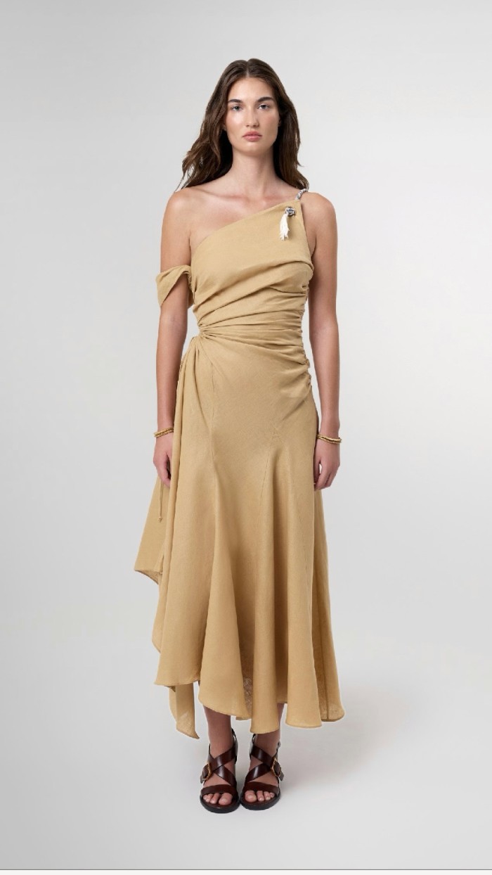 Mare Off Shoulder Gathered Waist Maxi Dress