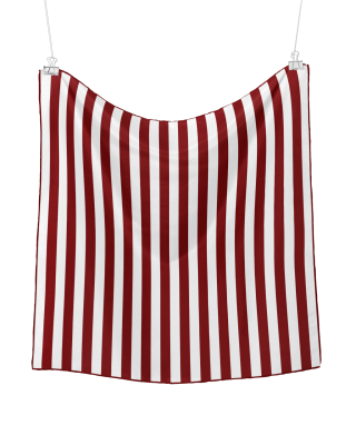 Burgundy Breton Çizgili İpek Eşarp - 110x110 cm