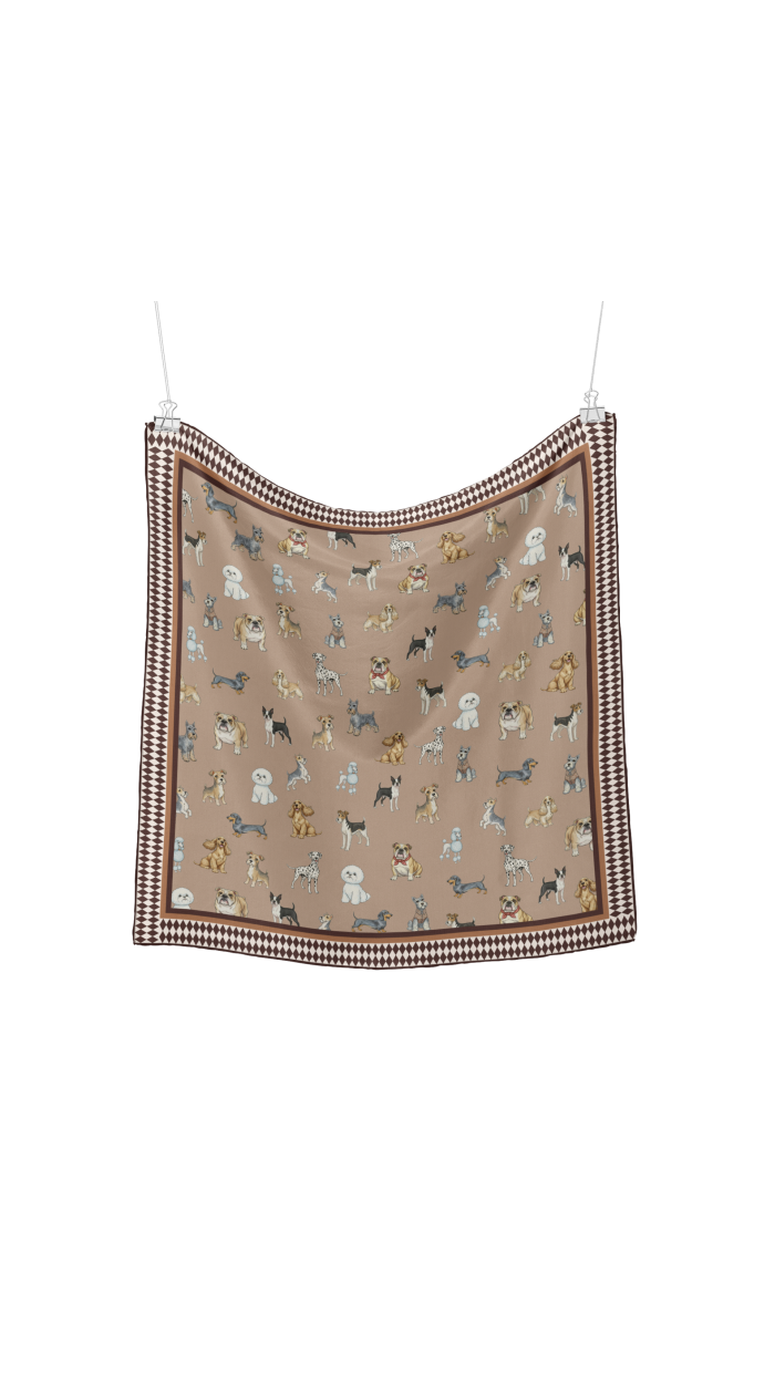 Puppy İpek Eşarp - 110x110 cm