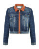 Şeritli Taşlanmış Lacivert Denim Ceket Şeritli Taşlanmış Lacivert Denim Ceket