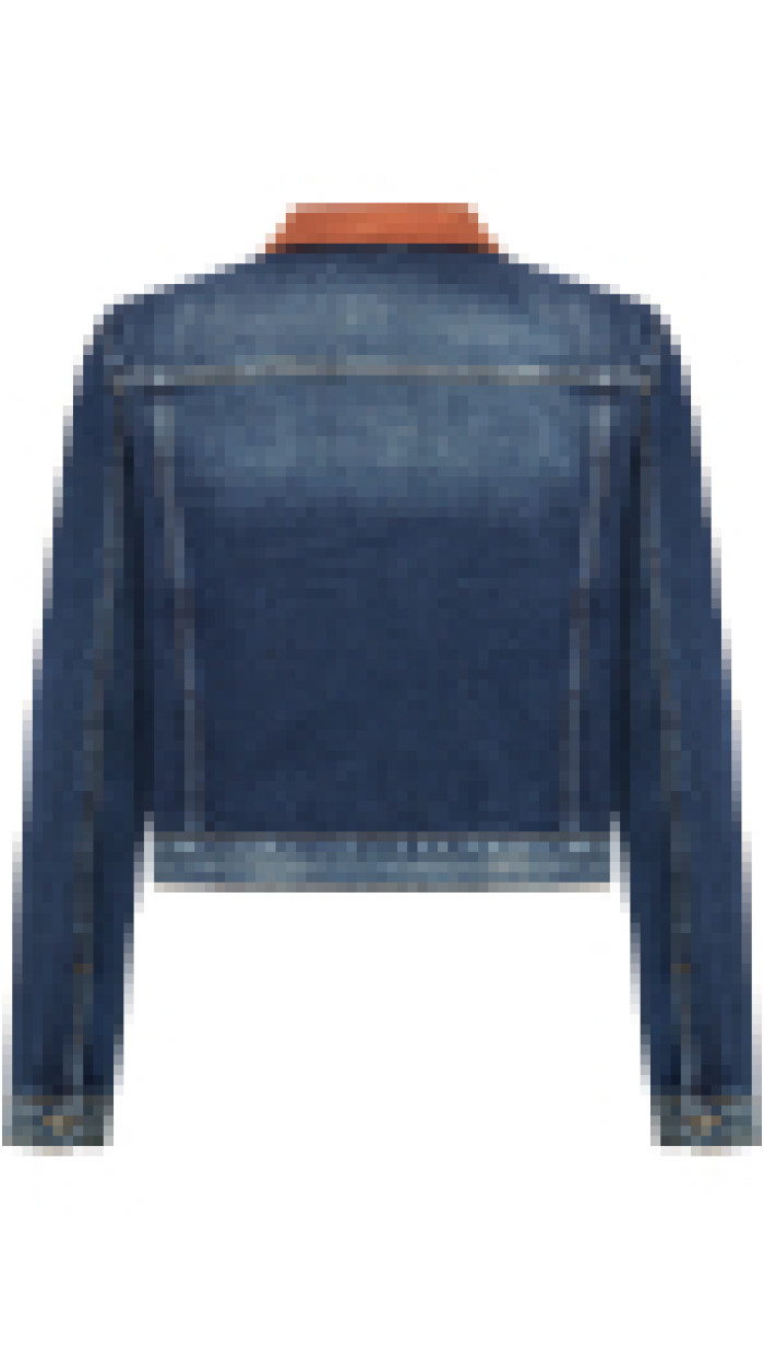 Şeritli Taşlanmış Lacivert Denim Ceket Şeritli Taşlanmış Lacivert Denim Ceket