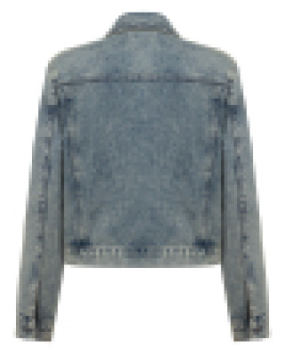 Taşlanmış Fermuar Detaylı Denim Ceket