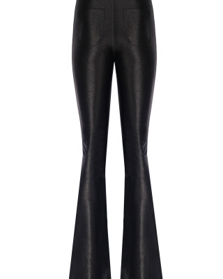 Sophie Black Shiny Flared Pants