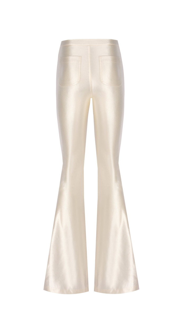 Sophie Ivory Shiny Flared Pants