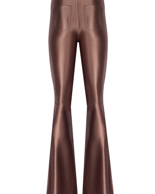 Zoom Sophie Taupe Shiny Flared Pants 