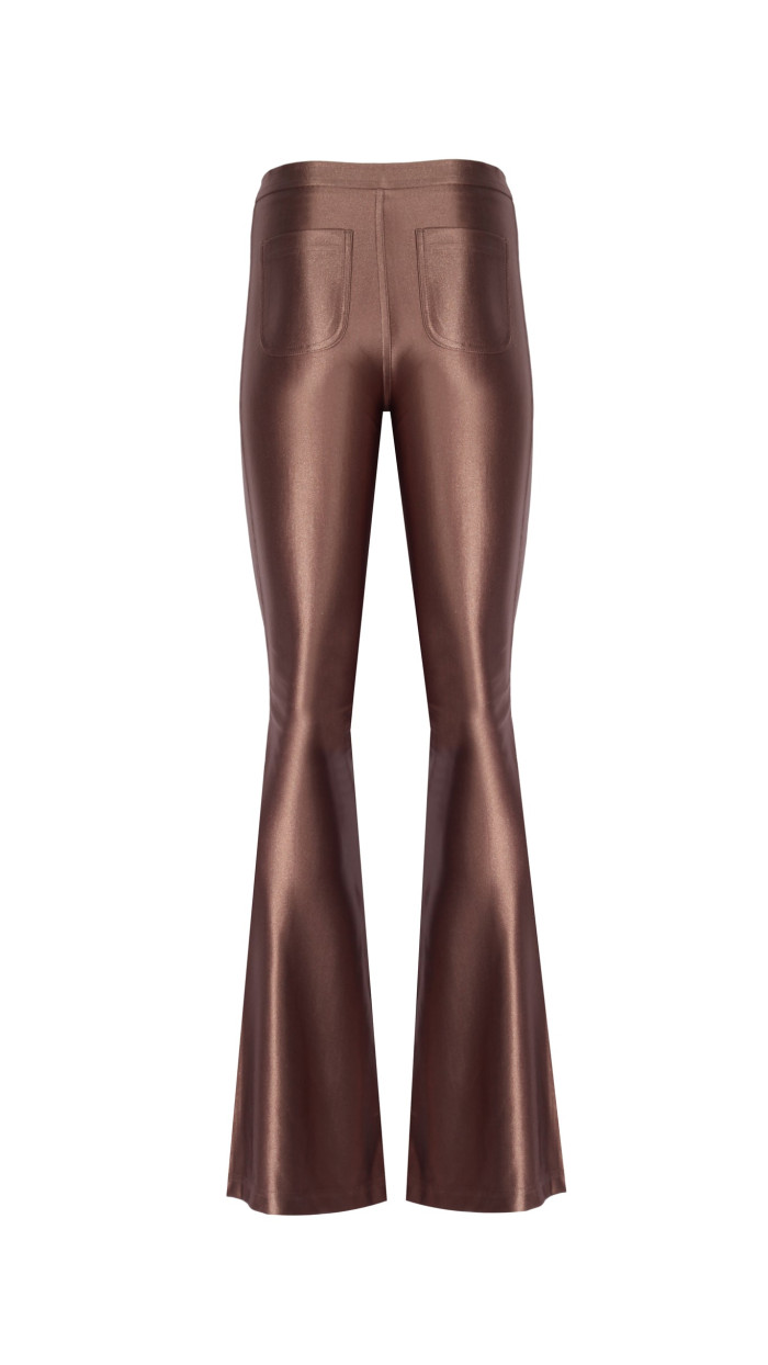 Zoom Sophie Taupe Shiny Flared Pants 