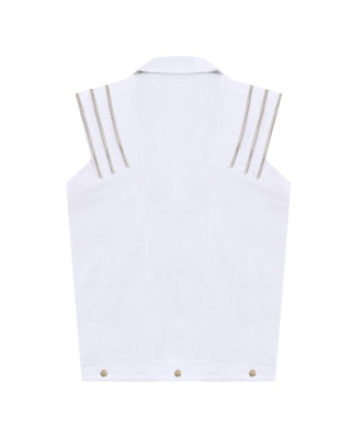 Eva Denim Vest White & Gold