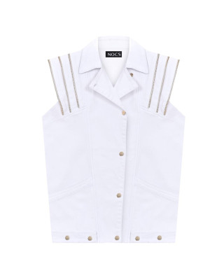 Eva Denim Vest White & Gold