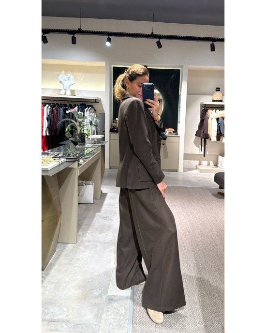 Lovesol Kahverengi Kaşe Pileli Pantolon